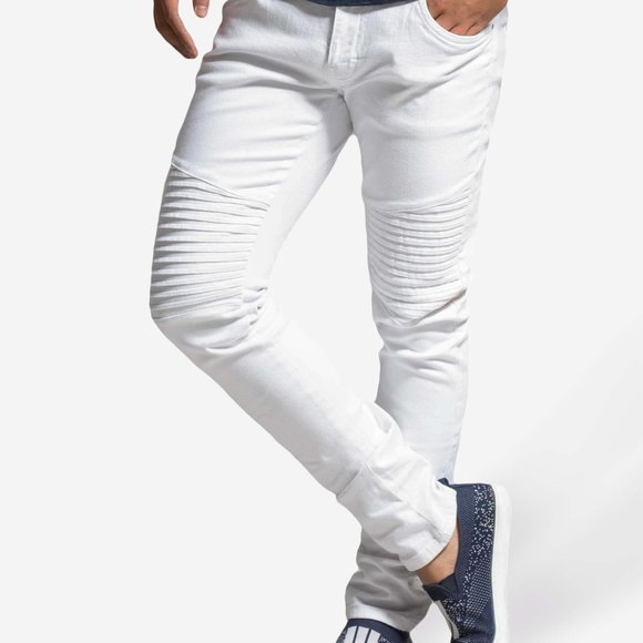 OLGYN Other - OLGYN Biker Stretch White Denim Pant Slim Fit